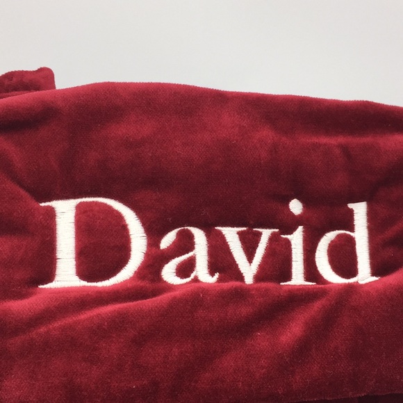 Pottery Barn Quilted Velvet Christmas Stocking Red Monogrammed David 24 inch - Picture 10 of 13